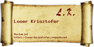 Loser Krisztofer névjegykártya
